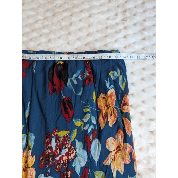 B.O.C Collective Floral Maxi Skirt Ruffle Hem Elastic Waist Blue S - Picture 8 of 8